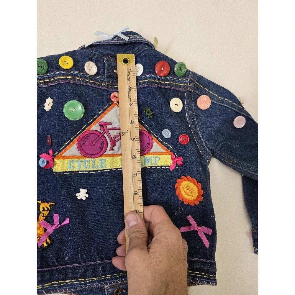 Vintage French‎ Toast Jacket Kids 4T Blue Denim Cycle Champ Rainbow Animals